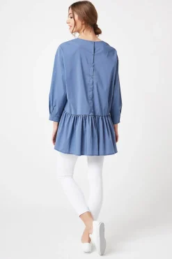 Bluza oversize zapinana z tyłu - jeansowa