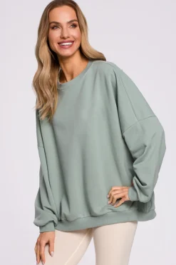 Bluza oversize ze ściągaczem na dole – miętowa