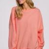 Bluza oversize ze ściągaczem na dole – koralowa