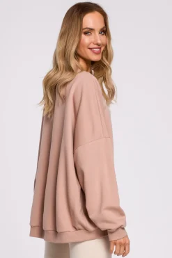 Bluza oversize ze ściągaczem na dole – mocca