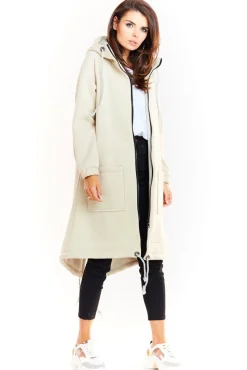 Bluza parka zapinana na zamek - beżowa