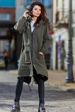 Bluza parka zapinana na zamek - khaki