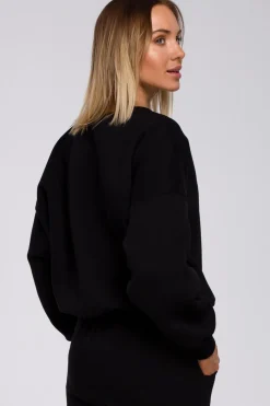 Bluza szeroka z haftem - czarna