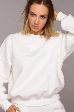 Bluza szeroka z haftem - ecru