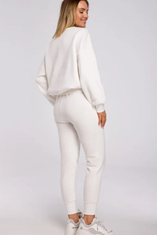 Bluza szeroka z haftem - ecru