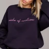 Bluza szeroka z haftem - granatowa
