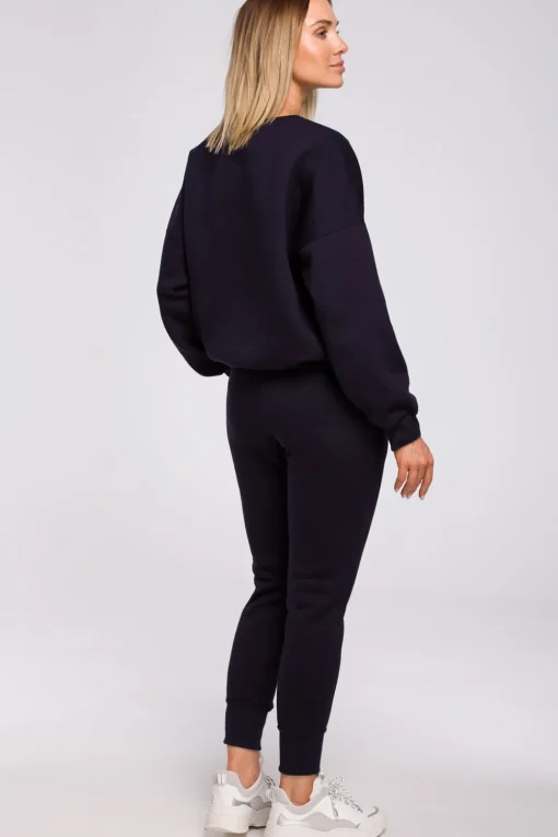 Bluza szeroka z haftem - granatowa