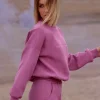 Bluza szeroka z haftem - lawendowa