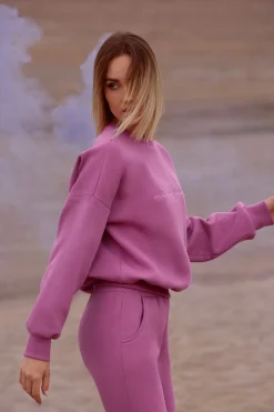 Bluza szeroka z haftem - lawendowa