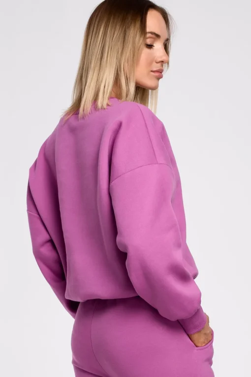 Bluza szeroka z haftem - lawendowa