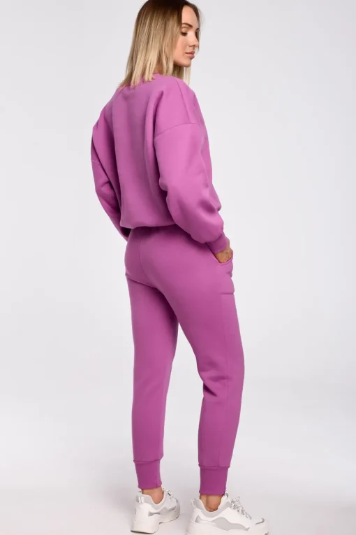 Bluza szeroka z haftem - lawendowa