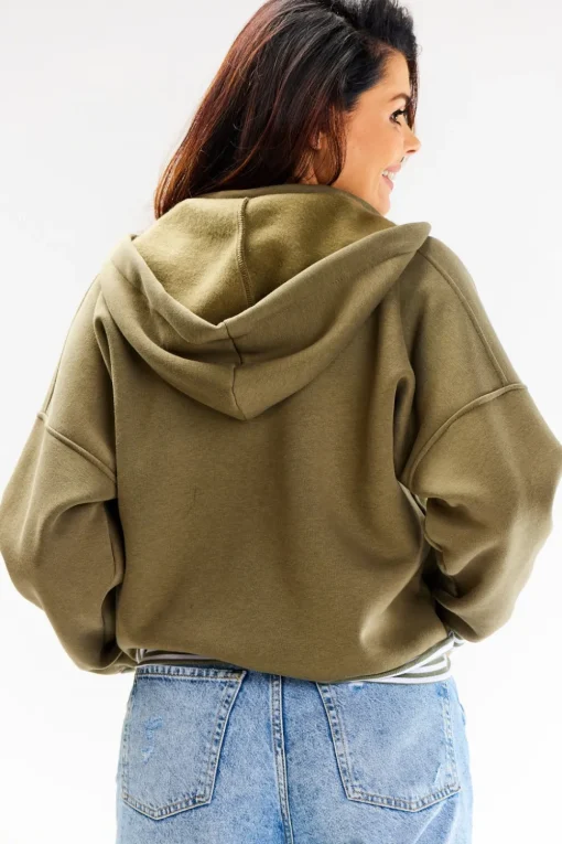 Bluza typu bomberka ze stójką i kapturem - khaki