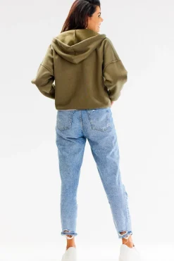 Bluza typu bomberka ze stójką i kapturem - khaki