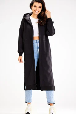 Bluza typu parka z kapturem i kieszeniami - czarna