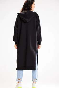 Bluza typu parka z kapturem i kieszeniami - czarna