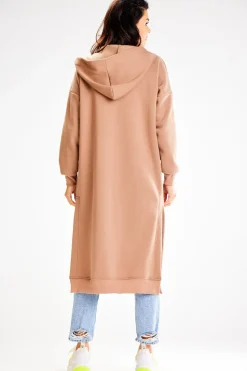 Bluza typu parka z kapturem i kieszeniami - beżowa