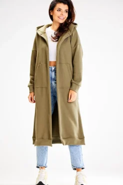 Bluza typu parka z kapturem i kieszeniami - khaki