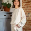 Bluza z dekoltem na plecach - waniliowa