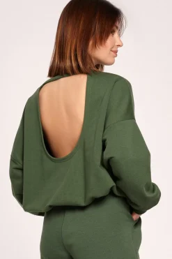 Bluza z dekoltem na plecach - trawiasta