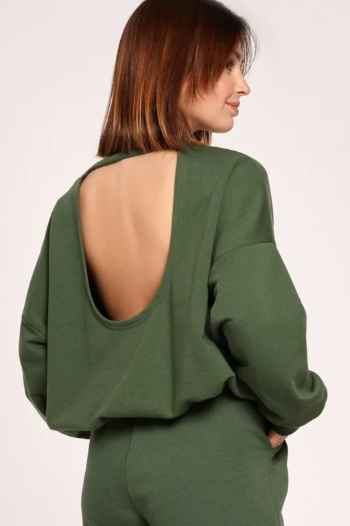 Bluza z dekoltem na plecach - trawiasta