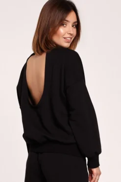 Bluza z dekoltem na plecach - czarna