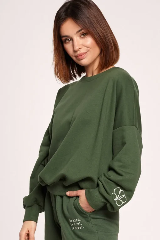 Bluza z dekoltem na plecach - trawiasta