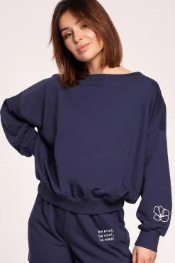 Bluza z dekoltem na plecach - niebieska