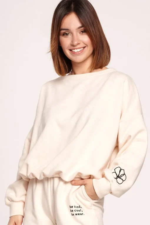 Bluza z dekoltem na plecach - waniliowa
