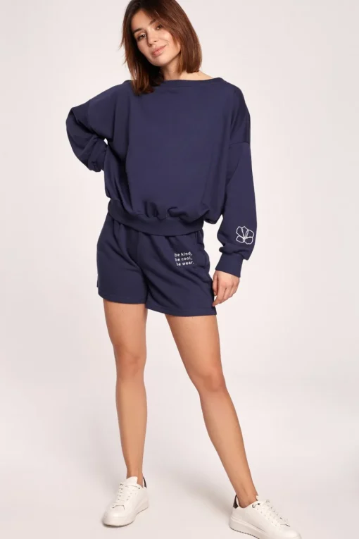 Bluza z dekoltem na plecach - niebieska