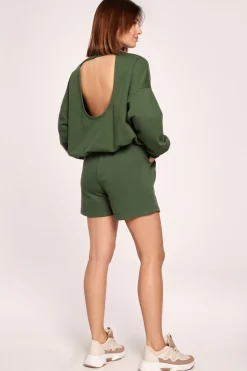 Bluza z dekoltem na plecach - trawiasta
