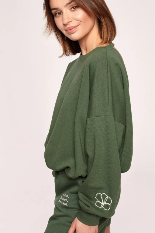 Bluza z dekoltem na plecach - trawiasta