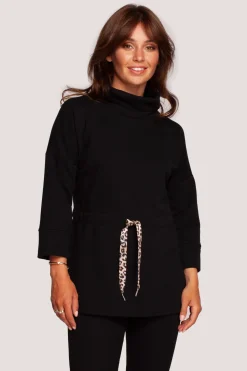 Bluza z golfem o przedłużonym kroju - czarna