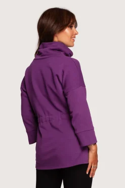 Bluza z golfem o przedłużonym kroju - purpurowa