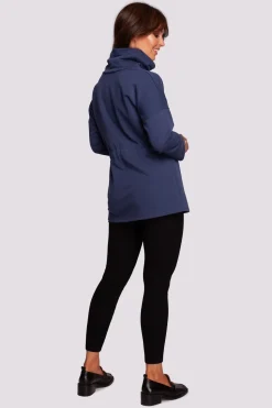 Bluza z golfem o przedłużonym kroju - niebieska