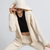 Bluza z kapturem bez zapięcia - waniliowa