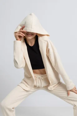 Bluza z kapturem bez zapięcia - waniliowa