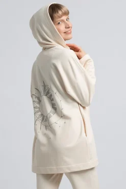 Bluza z kapturem bez zapięcia - waniliowa