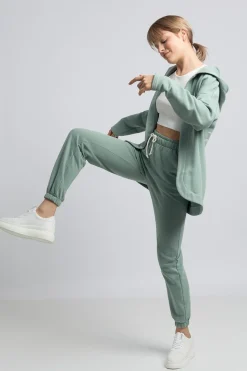 Bluza z kapturem bez zapięcia - miętowa