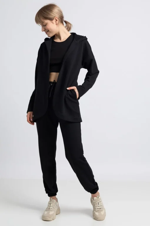 Bluza z kapturem bez zapięcia - czarna