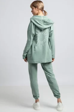 Bluza z kapturem bez zapięcia - miętowa