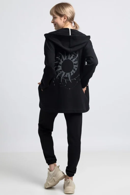 Bluza z kapturem bez zapięcia - czarna