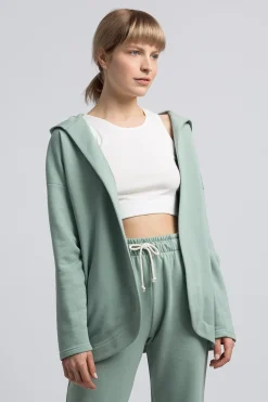 Bluza z kapturem bez zapięcia - miętowa
