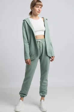 Bluza z kapturem bez zapięcia - miętowa