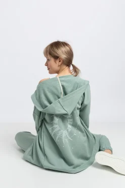Bluza z kapturem bez zapięcia - miętowa