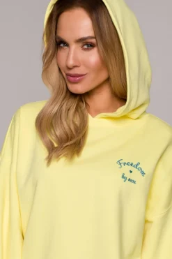 Bluza z kapturem i bufiastymi rękawami - cytrynowa