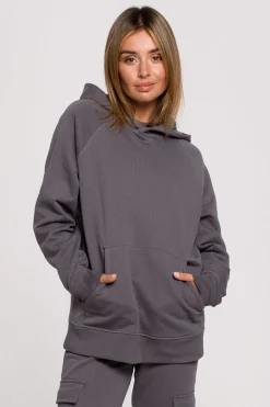 Bluza z kapturem i kieszenią kangurek - antracytowa