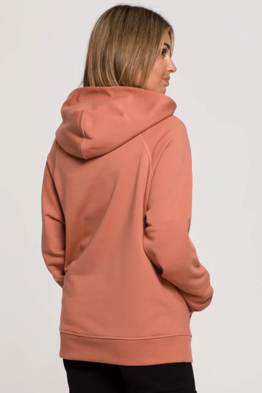 Bluza z kapturem i kieszenią kangurek - ceglasta