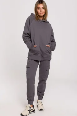 Bluza z kapturem i kieszenią kangurek - antracytowa