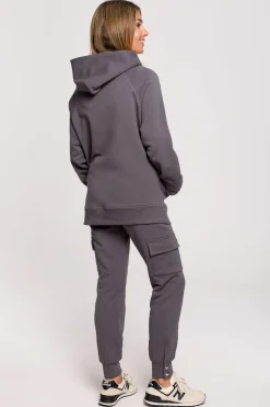 Bluza z kapturem i kieszenią kangurek - antracytowa