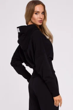 Bluza z kapturem i wysokim ściągaczem - czarna
